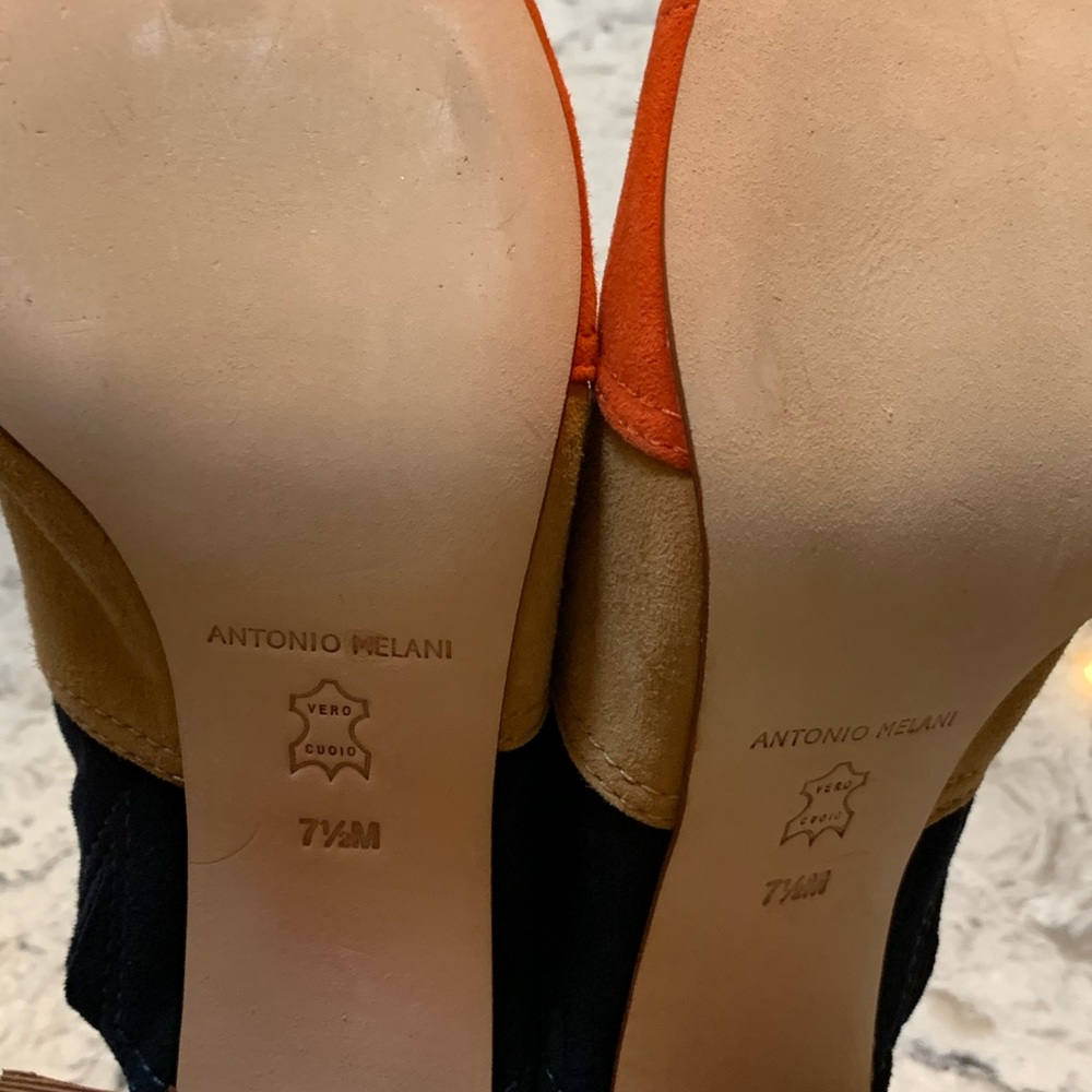Antonio Melani orange and blue heels